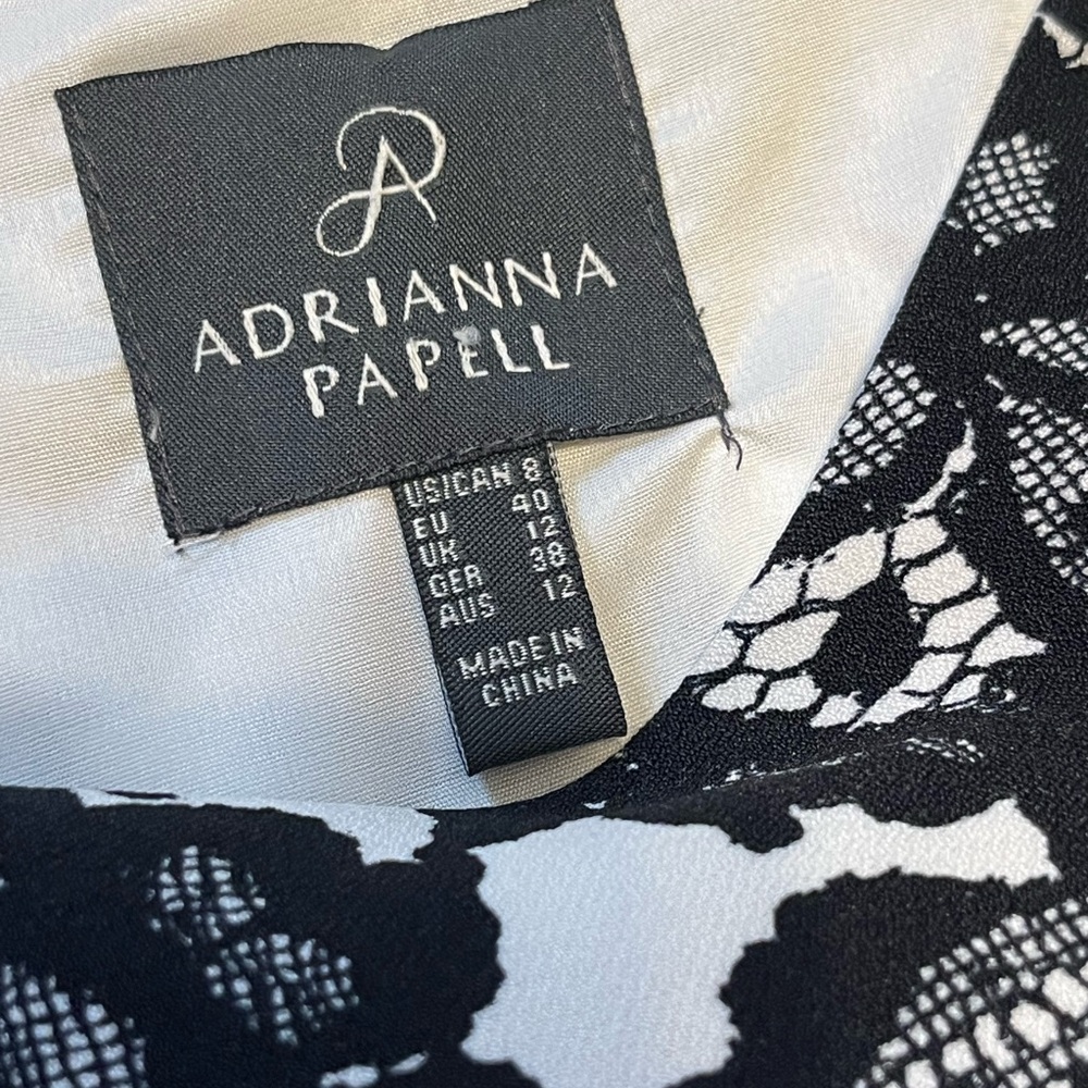 Adrianna Papell Black and Cream Floral Lace Dress - Picture 5 of 5
